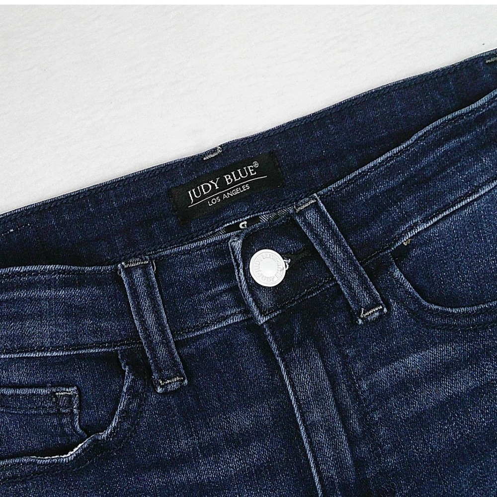 Judy‎ Blue Dark Wash Raw Hem Denim Shorts JB15258 DK-CO Womens Size S High Rise